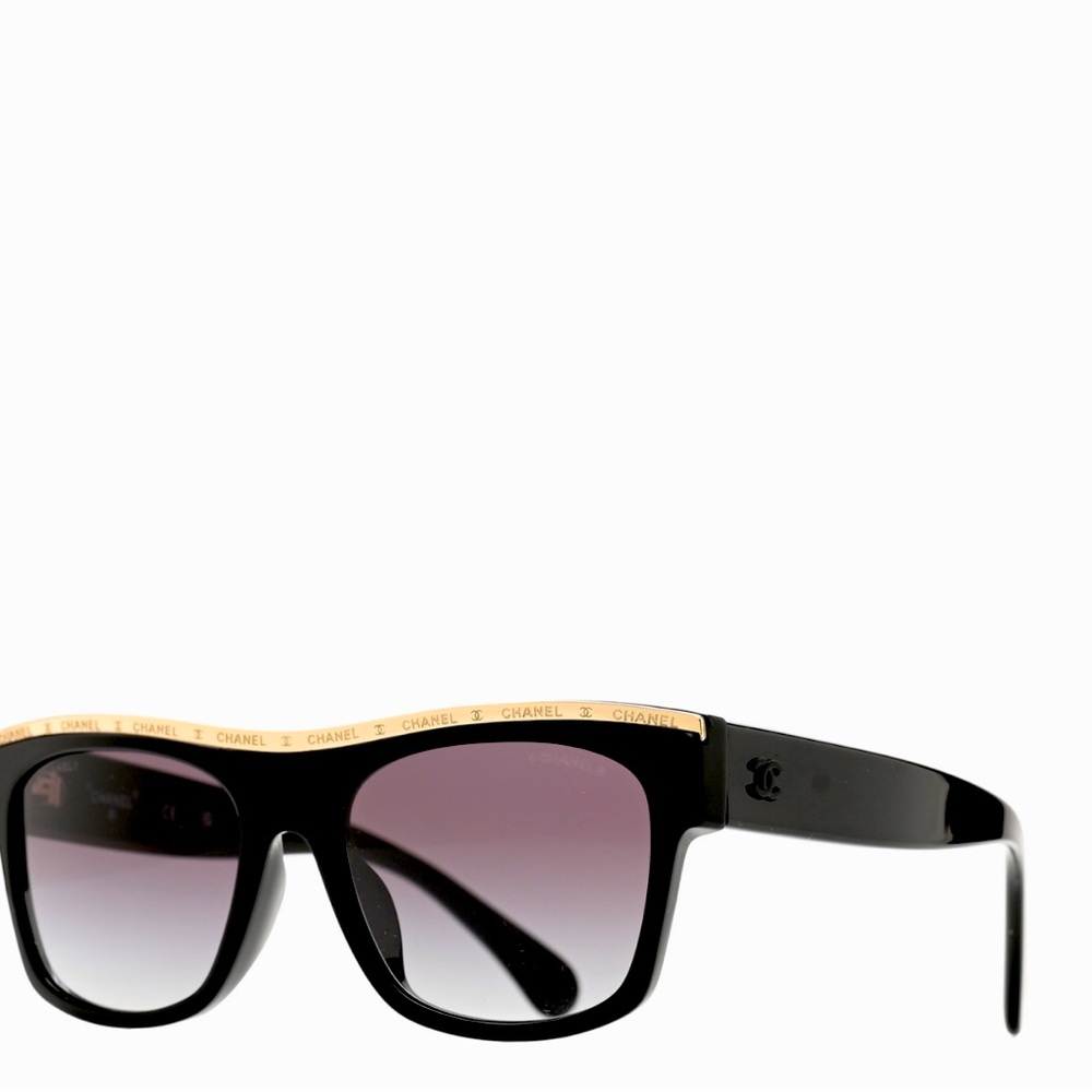 CHANEL Acetate Square Sunglasses 71505-A Black Grey